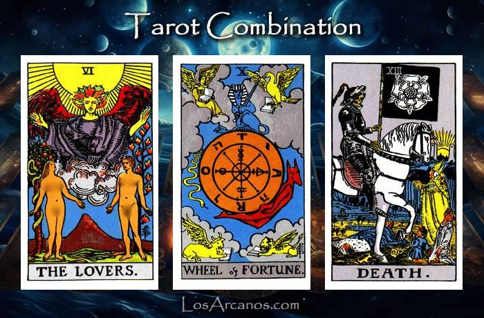 Combination THE LOVERS, WHEEL OF FORTUNE and TRANSFORMATION