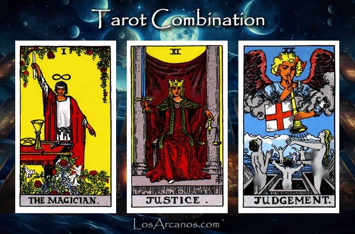 Combination THE MAGICIAN, JUSTICE and JUDGEMENT