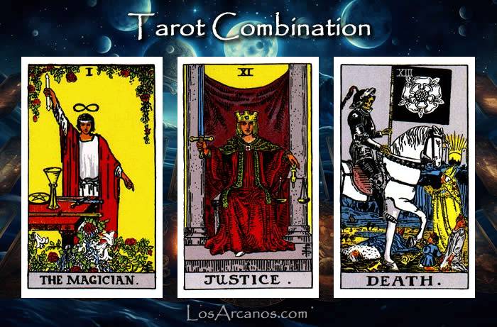 Combination THE MAGICIAN, JUSTICE and TRANSFORMATION