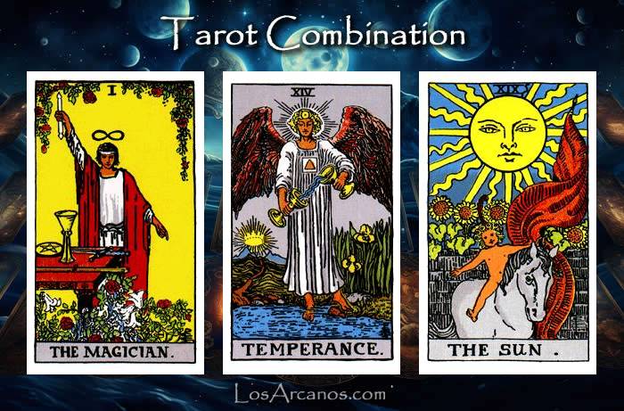 Combination THE MAGICIAN, TEMPERANCE and THE SUN