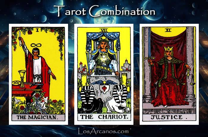 Combination THE MAGICIAN, THE CHARIOT and JUSTICE