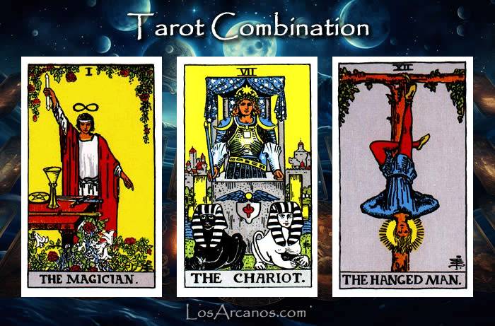 Combination THE MAGICIAN, THE CHARIOT and THE HANGED MAN