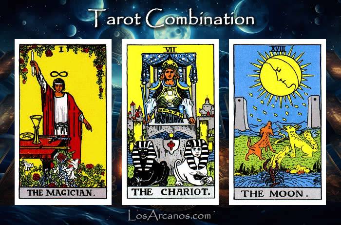 Combination THE MAGICIAN, THE CHARIOT and THE MOON