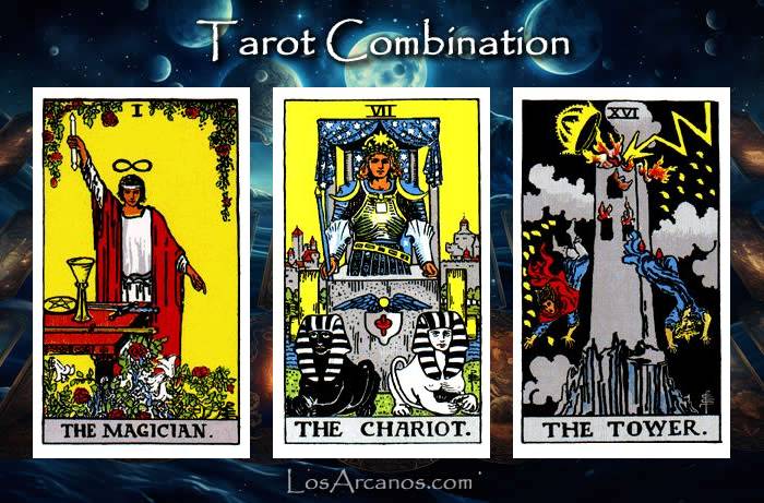 Combination THE MAGICIAN, THE CHARIOT and THE TOWER