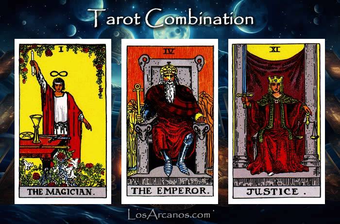 Combination THE MAGICIAN, THE EMPEROR and JUSTICE