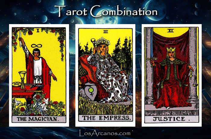 Combination THE MAGICIAN, THE EMPRESS and JUSTICE