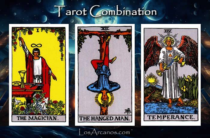 Combination THE MAGICIAN, THE HANGED MAN and TEMPERANCE