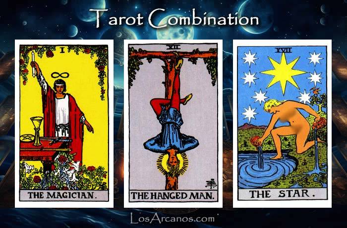 Combination THE MAGICIAN, THE HANGED MAN and THE STAR
