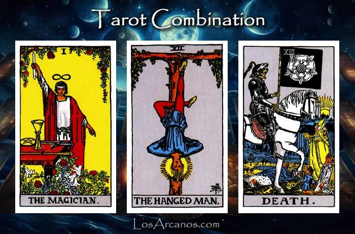 Combination THE MAGICIAN, THE HANGED MAN and TRANSFORMATION