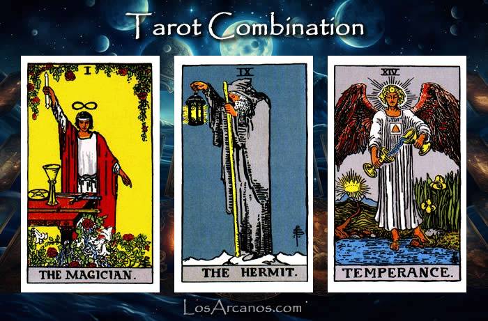 Combination THE MAGICIAN, THE HERMIT and TEMPERANCE