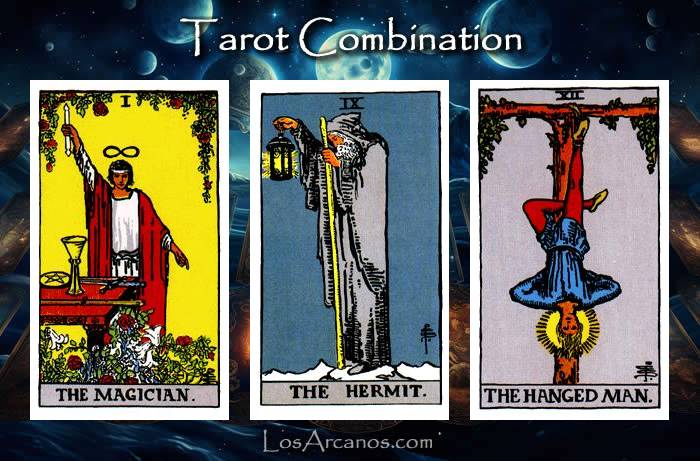 Combination THE MAGICIAN, THE HERMIT and THE HANGED MAN