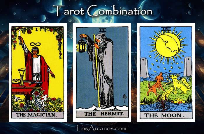 Combination THE MAGICIAN, THE HERMIT and THE MOON