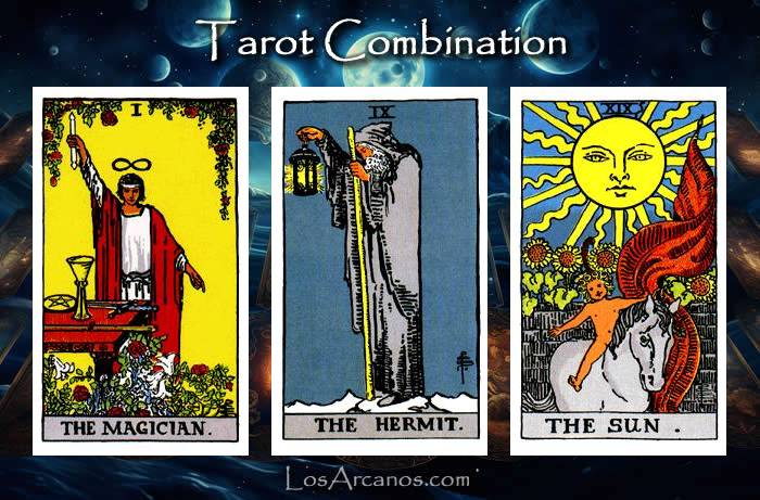 Combination THE MAGICIAN, THE HERMIT and THE SUN