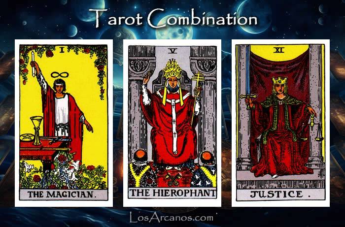 Combination THE MAGICIAN, THE HIEROPHANT and JUSTICE