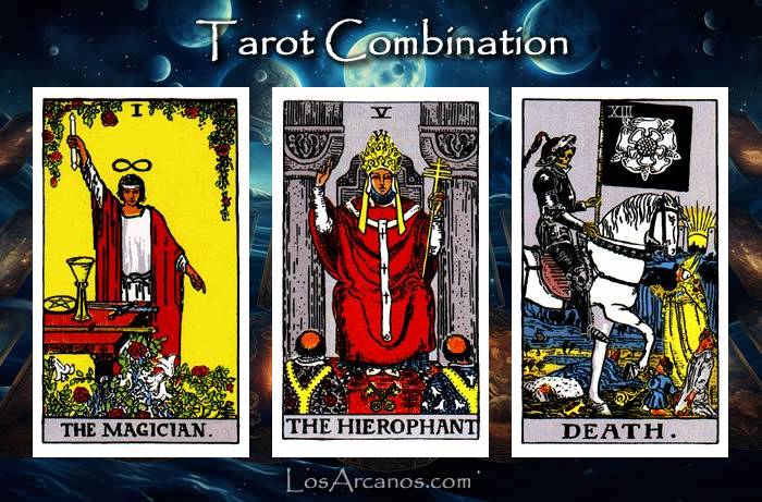 Combination THE MAGICIAN, THE HIEROPHANT and TRANSFORMATION