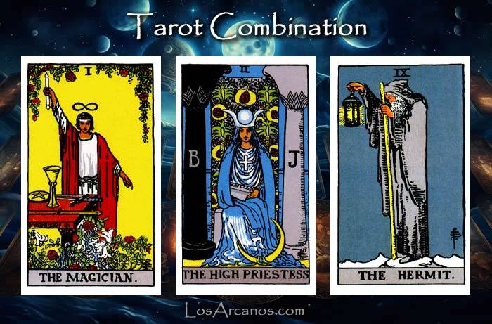 Combination THE MAGICIAN, THE HIGH PRIESTESS and THE HERMIT