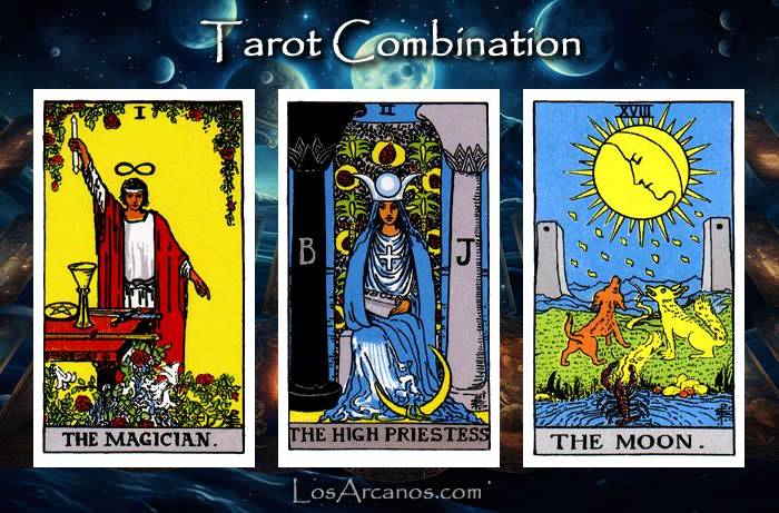 Combination THE MAGICIAN, THE HIGH PRIESTESS and THE MOON