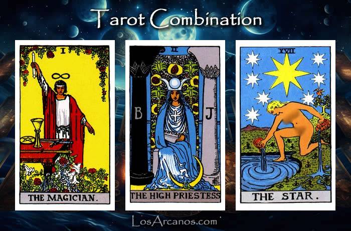 Combination THE MAGICIAN, THE HIGH PRIESTESS and THE STAR