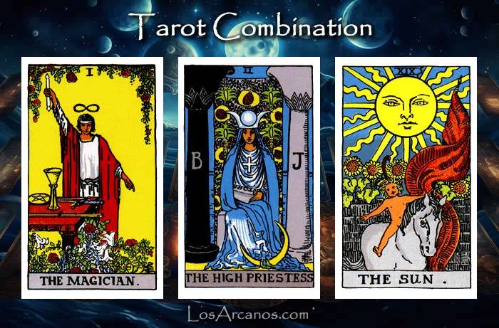 Combination THE MAGICIAN, THE HIGH PRIESTESS and THE SUN