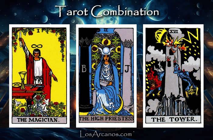 Combination THE MAGICIAN, THE HIGH PRIESTESS and THE TOWER
