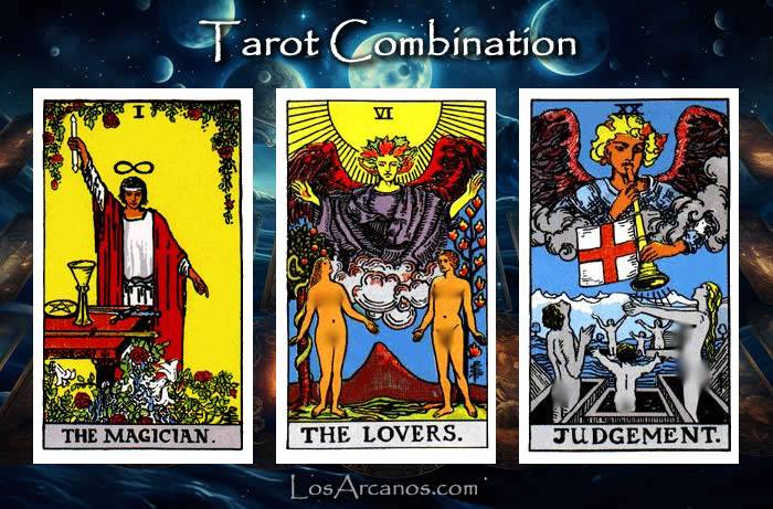 Combination THE MAGICIAN, THE LOVERS and JUDGEMENT