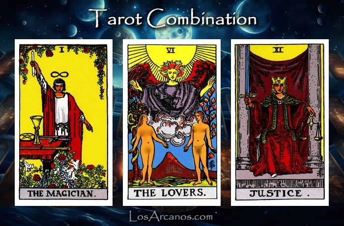Combination THE MAGICIAN, THE LOVERS and JUSTICE