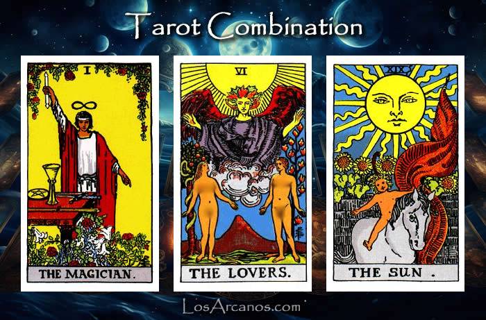 Combination THE MAGICIAN, THE LOVERS and THE SUN