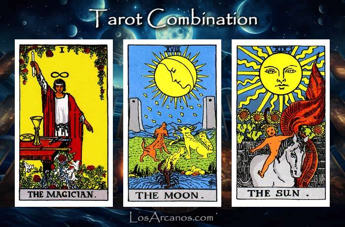 Combination THE MAGICIAN, THE MOON and THE SUN