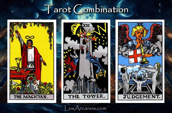 Combination THE MAGICIAN, THE TOWER and JUDGEMENT