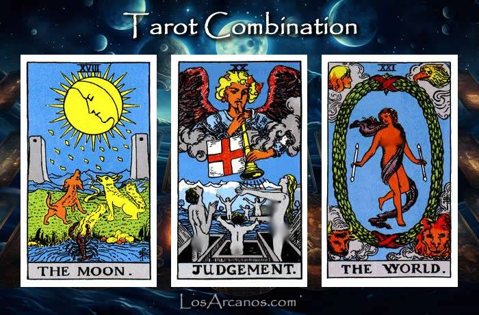 Combination THE MOON, JUDGEMENT and THE WORLD