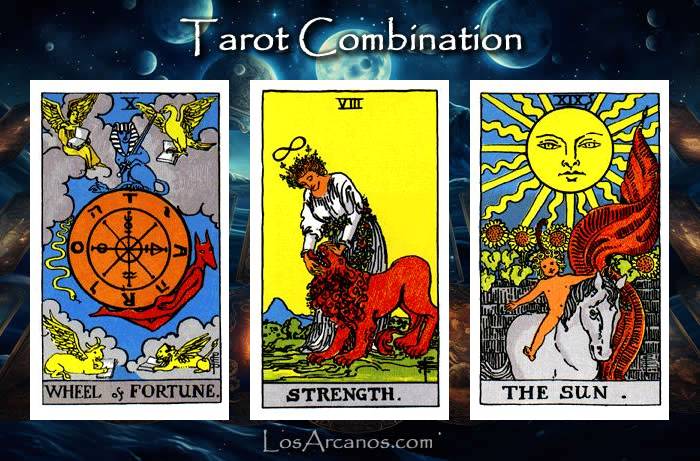 Combination WHEEL OF FORTUNE, STRENGTH and THE SUN