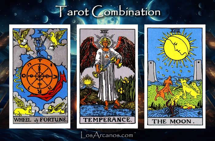 Combination WHEEL OF FORTUNE, TEMPERANCE and THE MOON