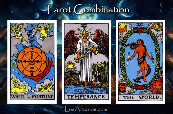 Combination WHEEL OF FORTUNE, TEMPERANCE and THE WORLD