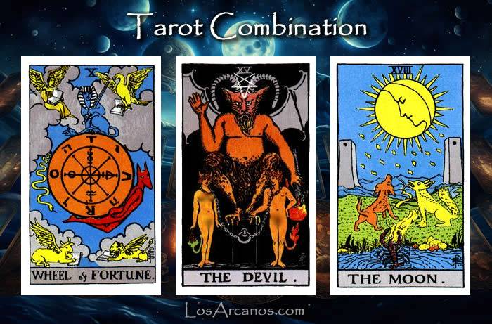 Combination WHEEL OF FORTUNE, THE DEVIL and THE MOON