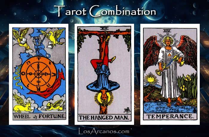 Combination WHEEL OF FORTUNE, THE HANGED MAN and TEMPERANCE