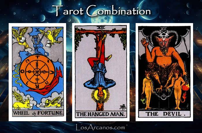 Combination WHEEL OF FORTUNE, THE HANGED MAN and THE DEVIL