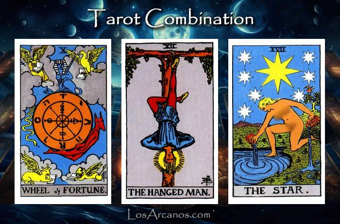 Combination WHEEL OF FORTUNE, THE HANGED MAN and THE STAR