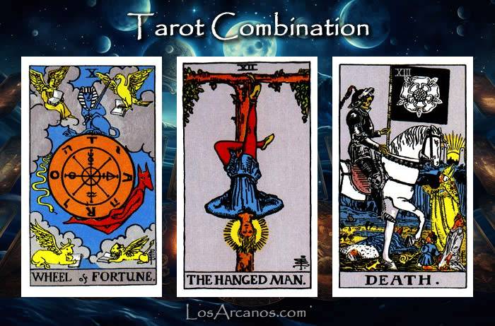 Combination WHEEL OF FORTUNE, THE HANGED MAN and TRANSFORMATION